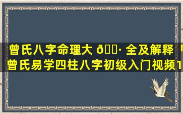 曾氏八字命理大 🌷 全及解释「曾氏易学四柱八字初级入门视频11」